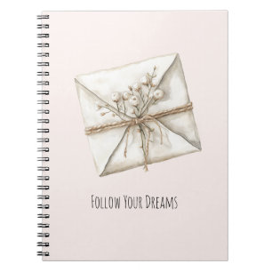 Cuaderno Flores Románticas Rosa Rosado Sobres Sueños