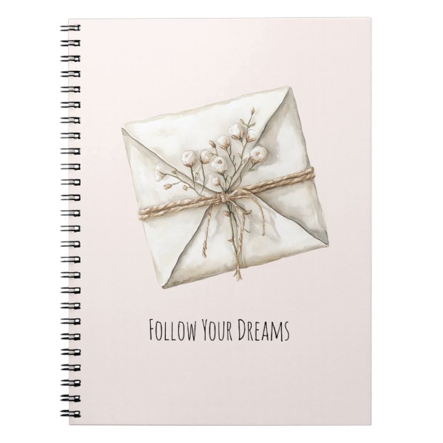 Cuaderno Flores Románticas Rosa Rosado Sobres Sueños (Frente)