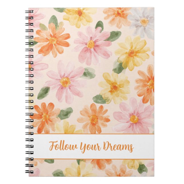 Cuaderno Flores Rosa Amarillo Azul Melocotón  (Frente)