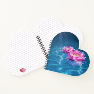 Cuaderno Flores rosa de Lotus flotando en agua azul cristal