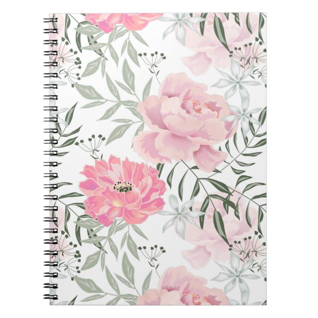 Cuaderno Flores rosa rosadas de peonis (Frente)