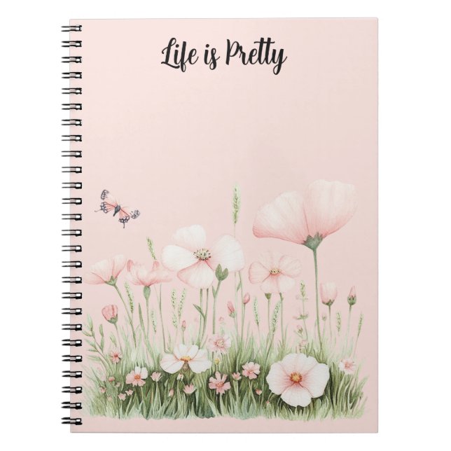 Cuaderno Flores Rosa Rubor de Mariposa (Frente)