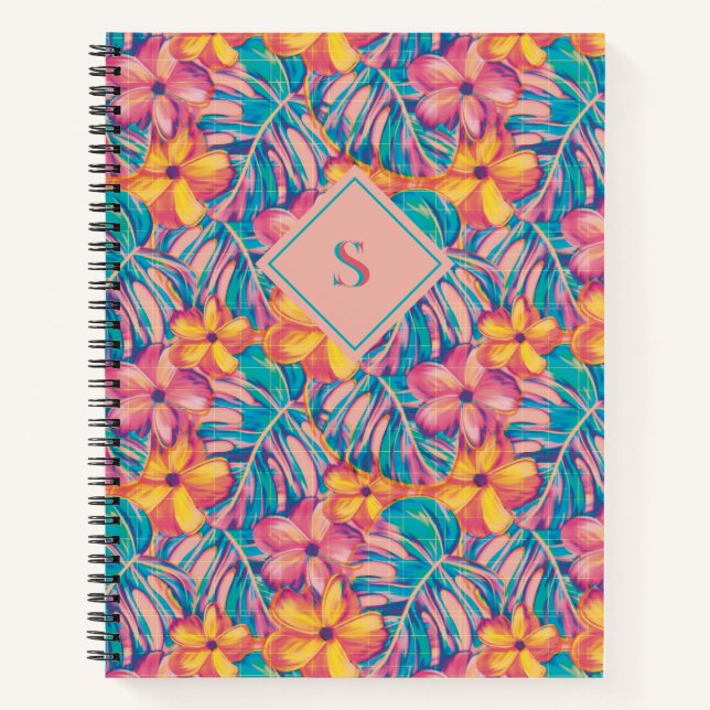 Cuaderno Flores rosa y amarillo retro (Anverso)