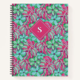 Cuaderno Flores rosa y verde claro retro