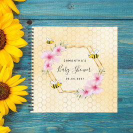 Cuaderno Flores rosadas de abeja de abeja de burbujas de be