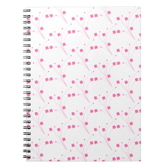 Cuaderno Flores rosadas de búbblegum, impresión floral pequ (Frente)