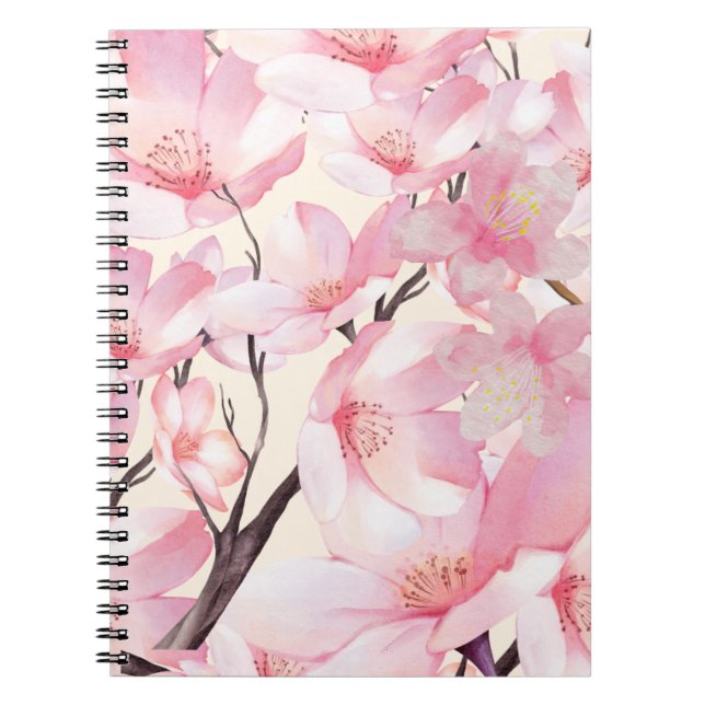Cuaderno Flores rosadas de cerezo de cerezo Sakura estético (Frente)