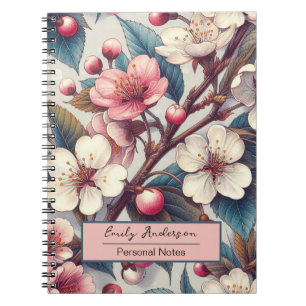 Cuaderno Flores rosadas de cerezo floral japonés Sakura