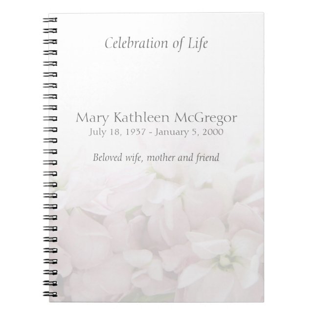 Cuaderno Flores rosadas de primavera se desvanecen memorial (Frente)