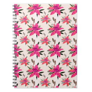 Cuaderno Flores rosadas diseño de patrón floral