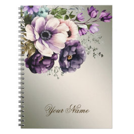 Cuaderno Flores rosadas moradas Golden Elegant