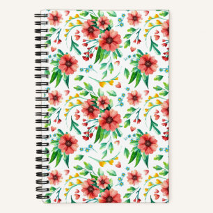 Cuaderno Flores rosadas pintadas a mano patrón floral-23498