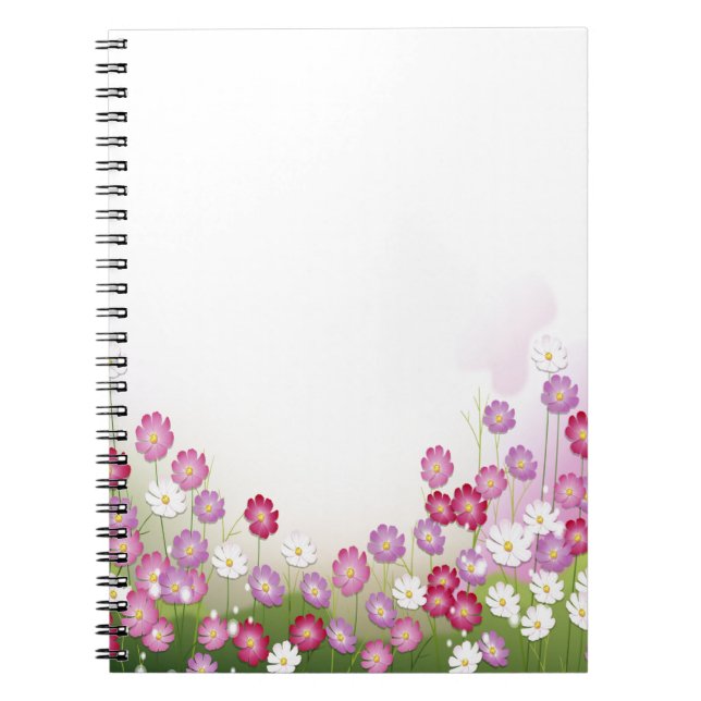 Cuaderno Flores rosadas, púrpuras y blancas (Frente)