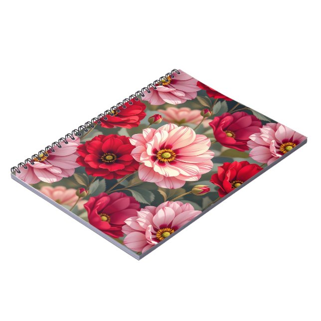 Cuaderno Flores rosadas, rojas y malvas  (Lado Izquierdo)