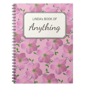 Cuaderno Flores rosadas románticas en cualquier color