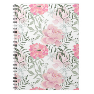 Cuaderno Flores rosadas rosadas de peonis ramo de jardín