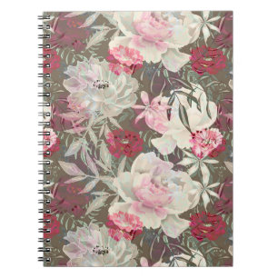Cuaderno Flores rosadas rosadas de peonis ramo de jardín