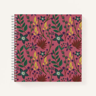 Cuaderno Flores rosadas sin costuras florales, ramas de flo