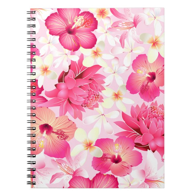 Cuaderno Flores rosadas y blancas tropicales (Frente)