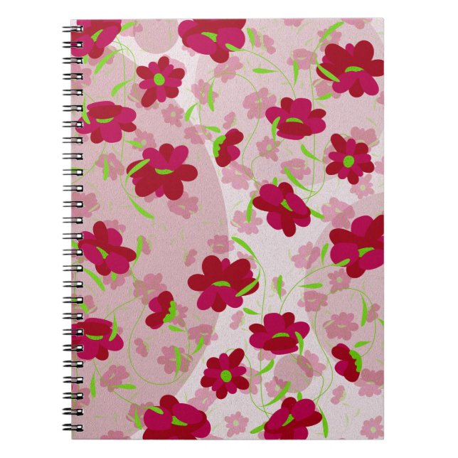 Cuaderno Flores rosadas y rojas - Floral (Frente)