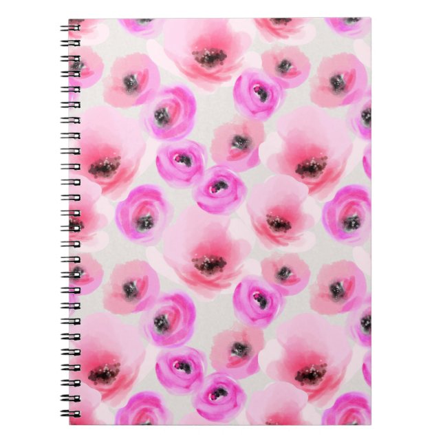 Cuaderno Flores rosas acuarela arte digital (Frente)