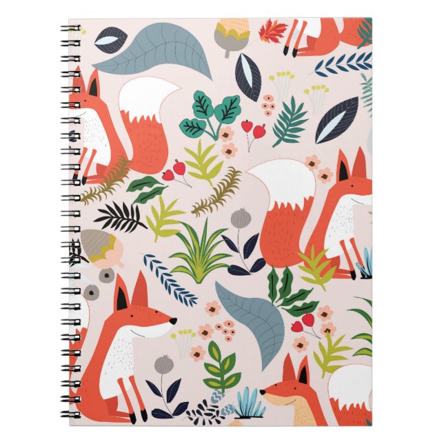 Cuaderno Flores rosas, azules: jardín de zorros. (Frente)