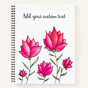 Cuaderno Flores rosas color de agua tinta color Personaliza