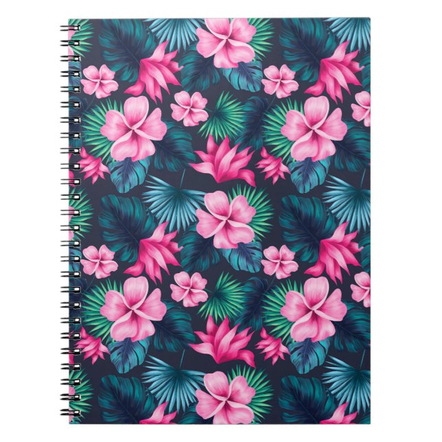 Cuaderno Flores rosas con hojas verdes Partern-79066 (Frente)