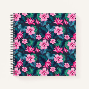 Cuaderno Flores rosas con hojas verdes Partern-79066