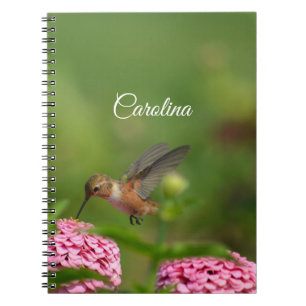 Cuaderno Flores rosas de colibrí