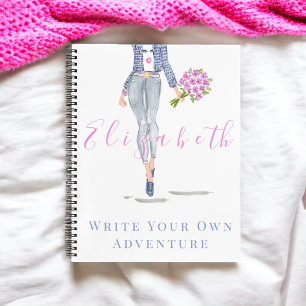 Cuaderno Flores rosas de moda estilizadas personalizadas