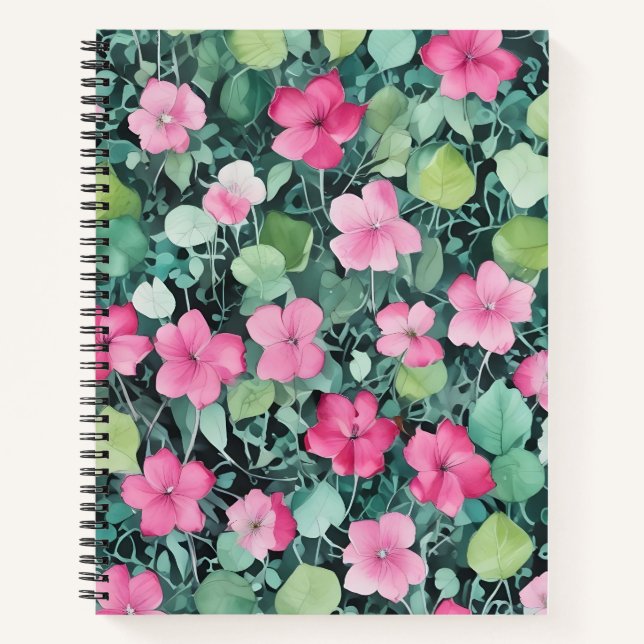 Cuaderno Flores Rosas entre Hojas (Anverso)
