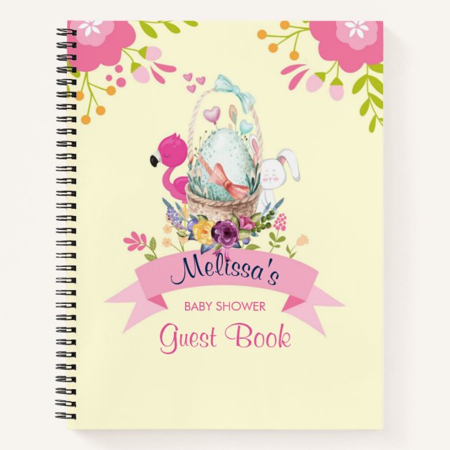 Cuaderno Flores rosas, huevos, flamencos y acuarela confita (Anverso)