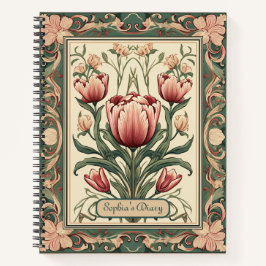 Cuaderno Flores rosas y adorno verde Marco