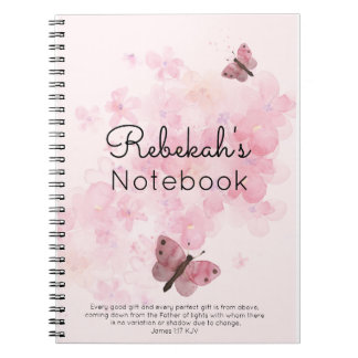 Cuaderno Flores rosas y mariposa