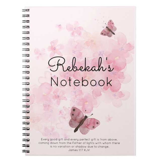 Cuaderno Flores rosas y mariposa (Frente)