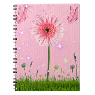Cuaderno Flores rosas y mariposas