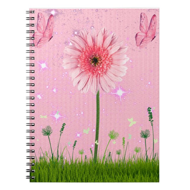 Cuaderno Flores rosas y mariposas (Frente)