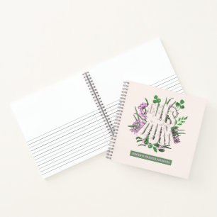 Cuaderno Flores rosas y sabias dejan la tipografía