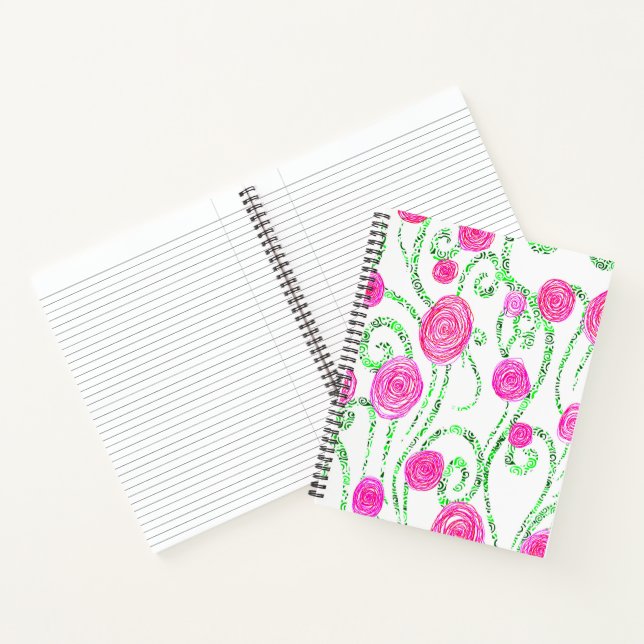Cuaderno Flores rosas y verdes (Interior)