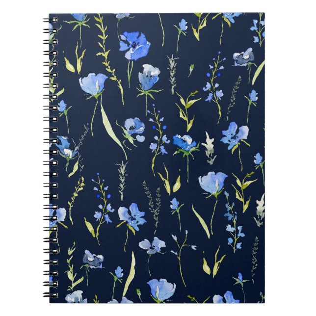 Cuaderno Flores Rusticas Azules: Ilustracion Botánico. (Frente)