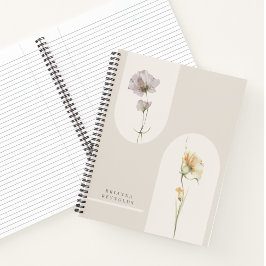 Cuaderno Flores salvajes Boho moderno simple en el Beige Ne