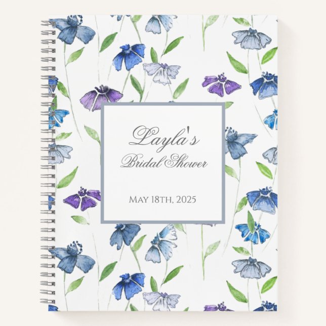 Cuaderno Flores salvajes de novia Lavanda azul (Anverso)