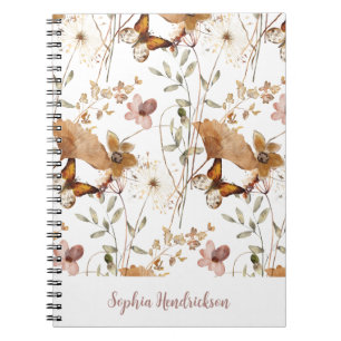 Cuaderno Flores salvajes de otoño neutrales del boho de mod