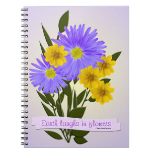 Cuaderno Flores salvajes moradas y amarillas personalizadas