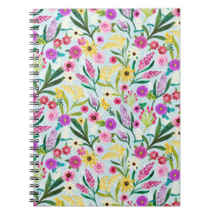 Cuaderno Flores salvajes rosadas moradas y amarillas de ver