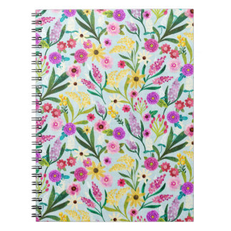 Cuaderno Flores salvajes rosadas moradas y amarillas de ver