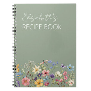 Cuaderno Flores salvajes verdes de sabio libro de recetas d