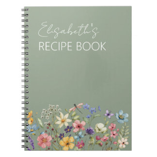 Cuaderno Flores salvajes verdes de sabio libro de recetas d