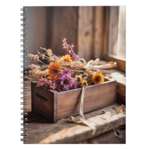 Cuaderno Flores Secas En Caja De Madera